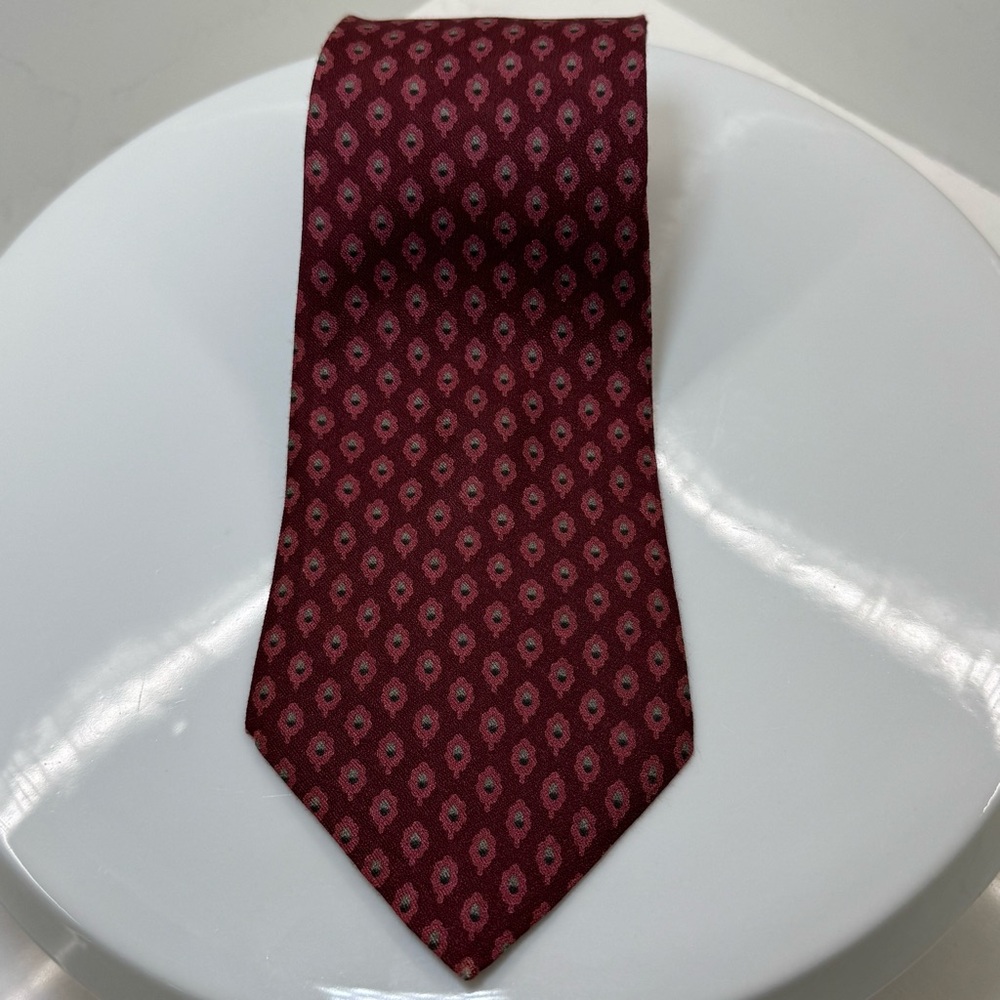 Vintage Coach Red and Pink Geometric Silk Tie